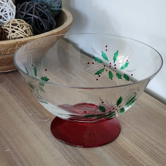 🎄 Gorham Crystal Festive Holiday Bowl – 8.5”, With Box, Christmas Elegance - Picture 1 of 16
